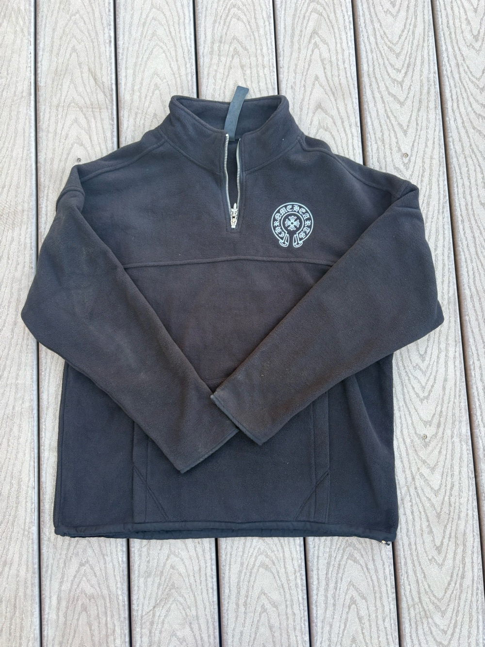 Chrome Hearts Black Half-Zip Fleece Pullover Jacket